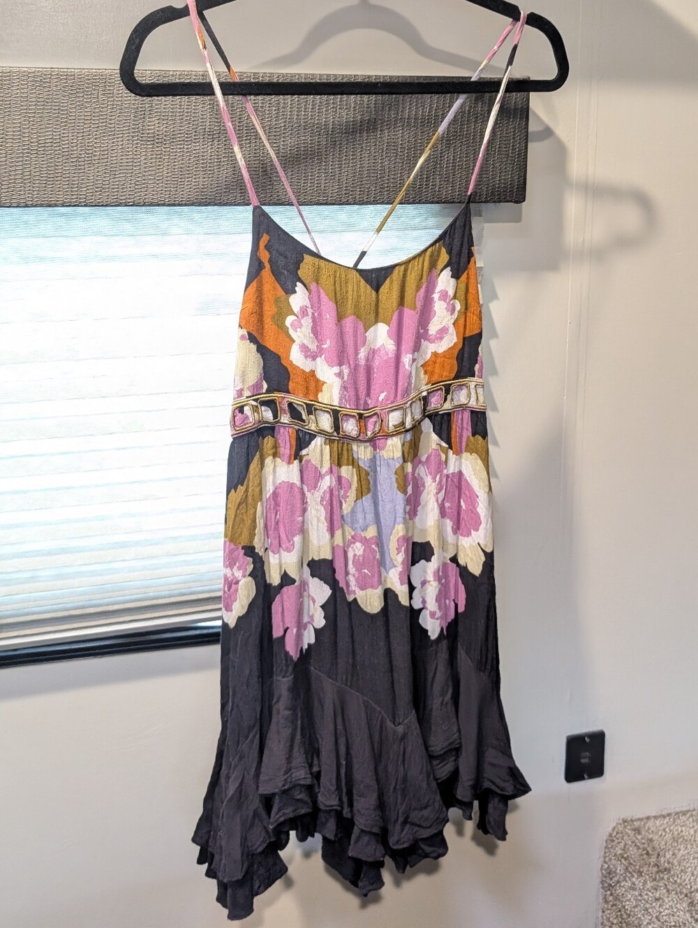 Intimately Free People Lucy Slip Dress XS Kerchief Hem Strappy Boho Floral Mini - Picture 3 of 6